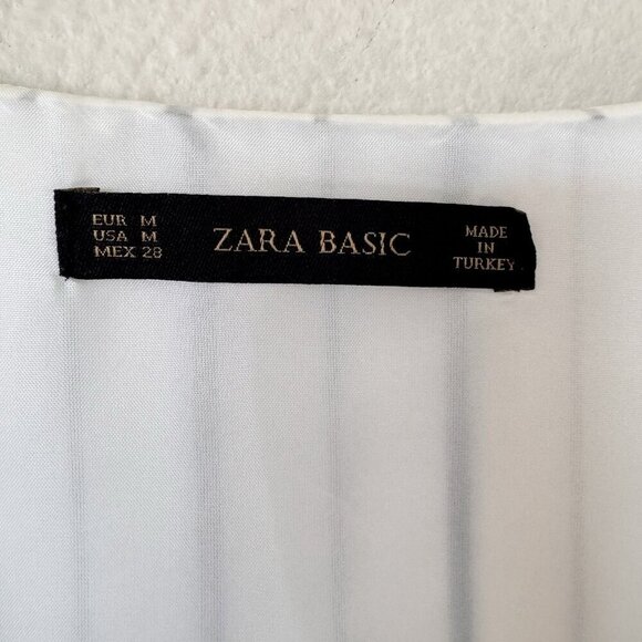 Zara Basic Dress Womens M White Blue Striped Sleeveless Shift Classic Preppy - Picture 5 of 6